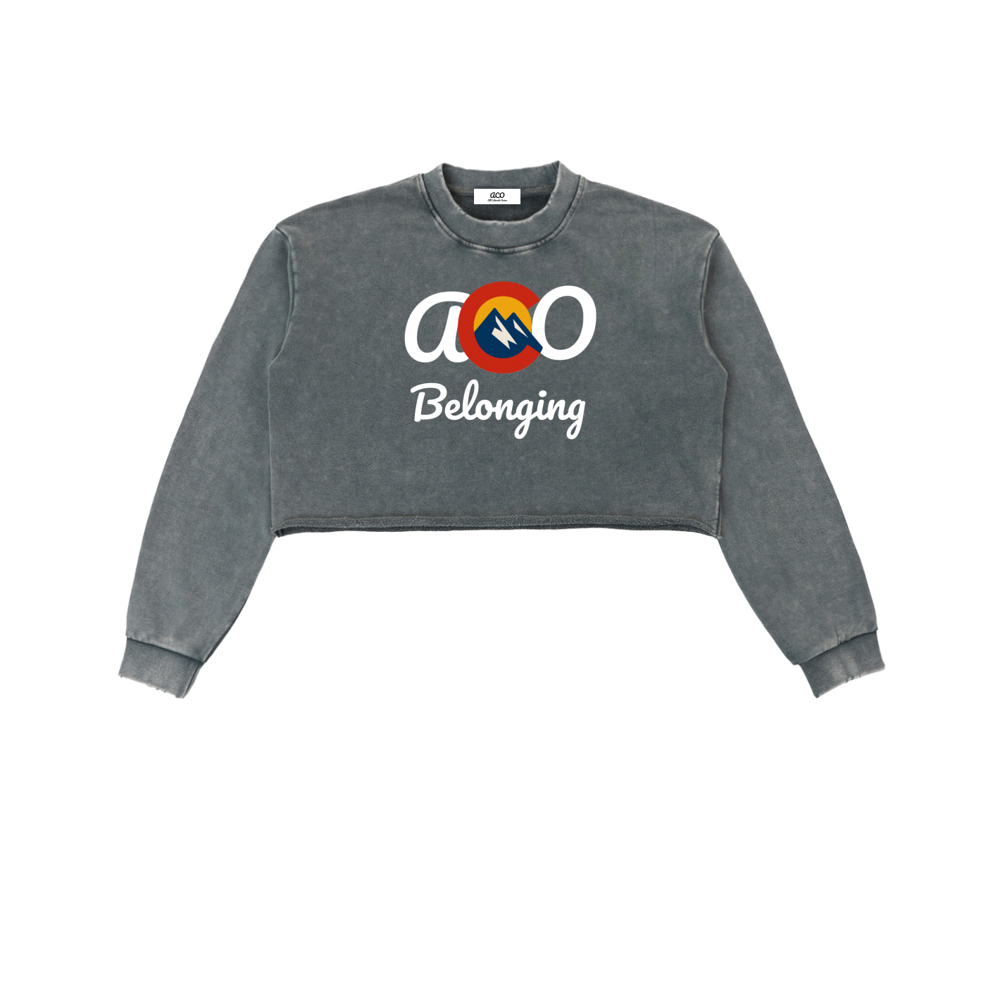 Snow Washed Raw Edge Cropped ACO Sweatshirt